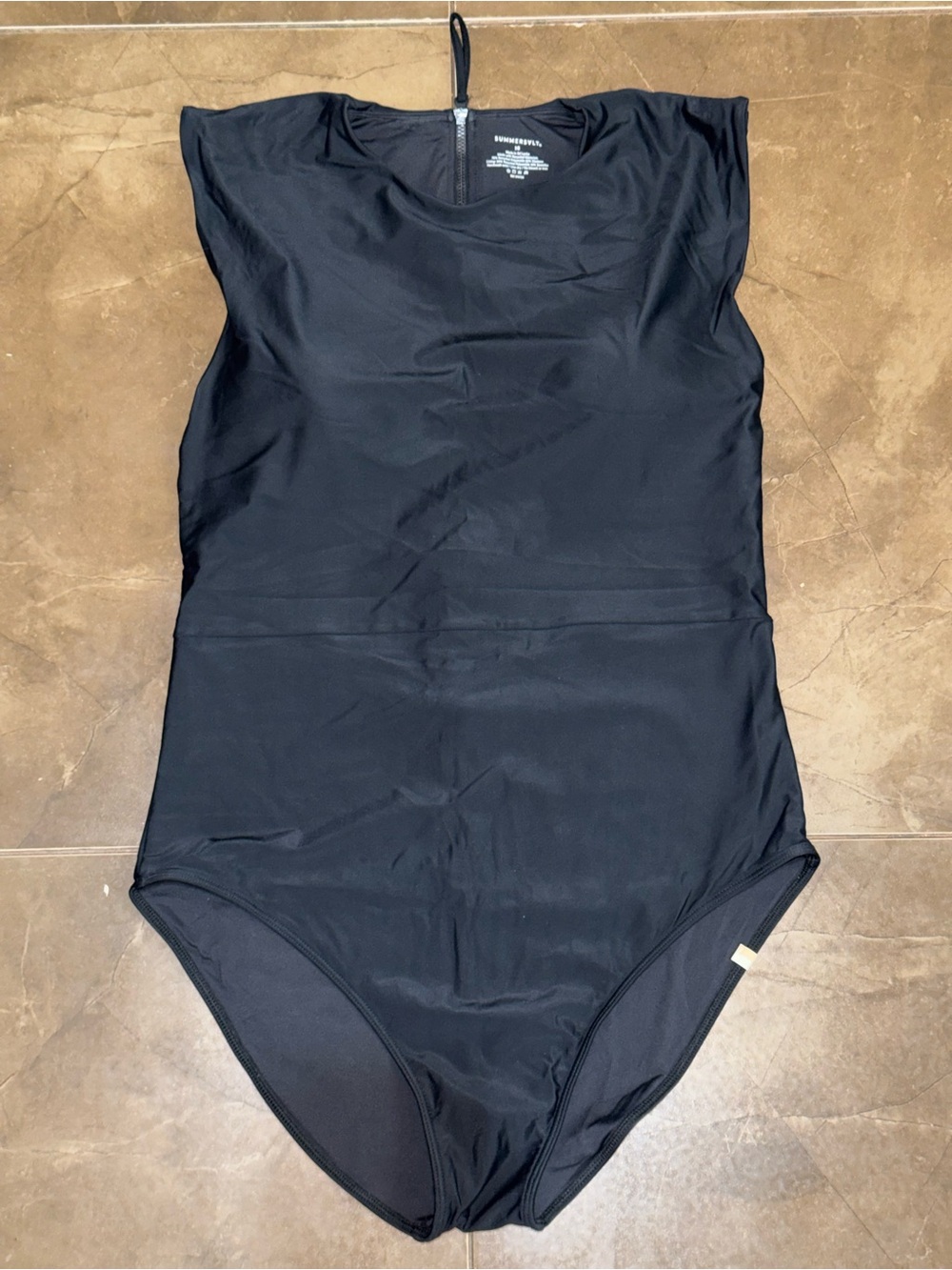 summersalt Black Zipper-Front One-Piece Swimsuit